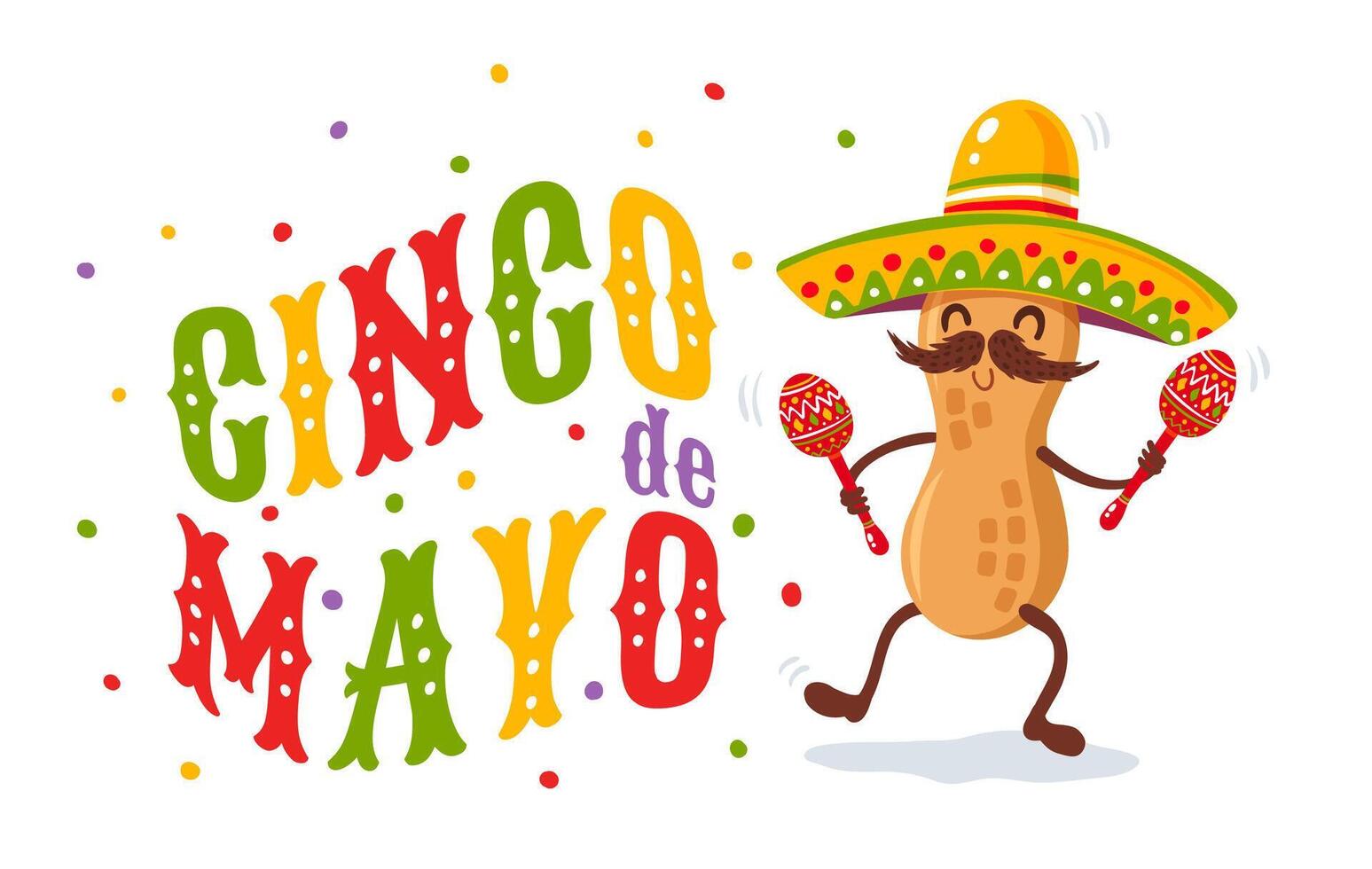 Illustration of peanut in sombrero for Cinco de mayo festival vector