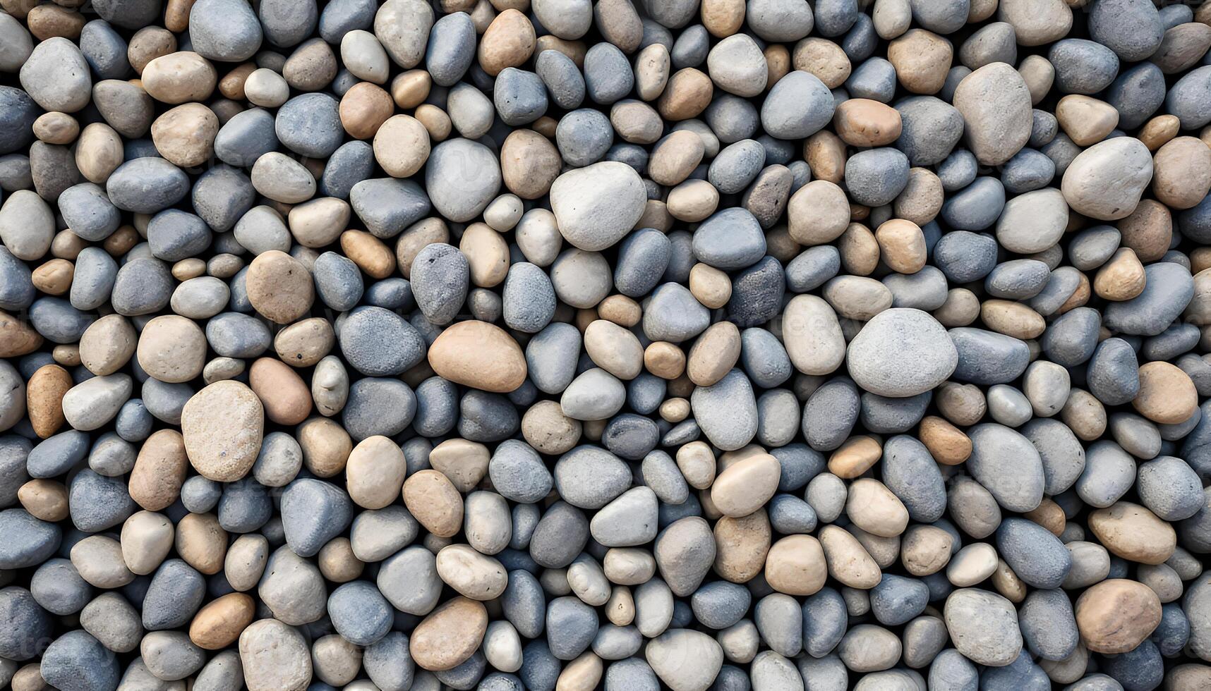 Smooth stones of various neutral colors create a natural texture photo