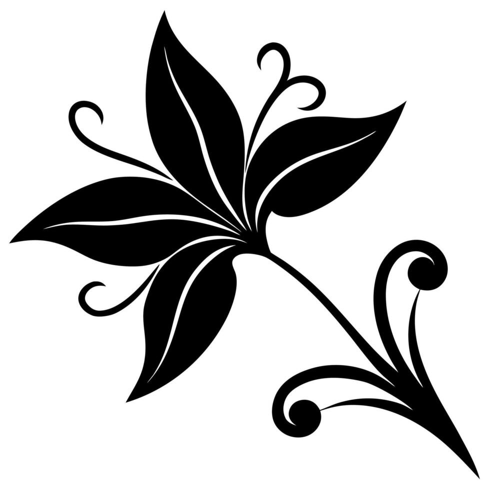 Elegant Flower Icon Silhouettes Decoration and Graphic Design Element vector