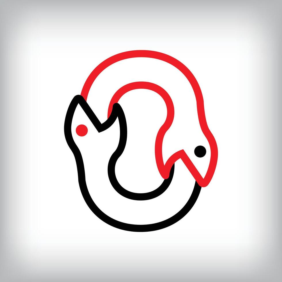 Ouroboros infinity number 0 logo design. Self-eating snake linear design for companies. Traditional reptile template vector