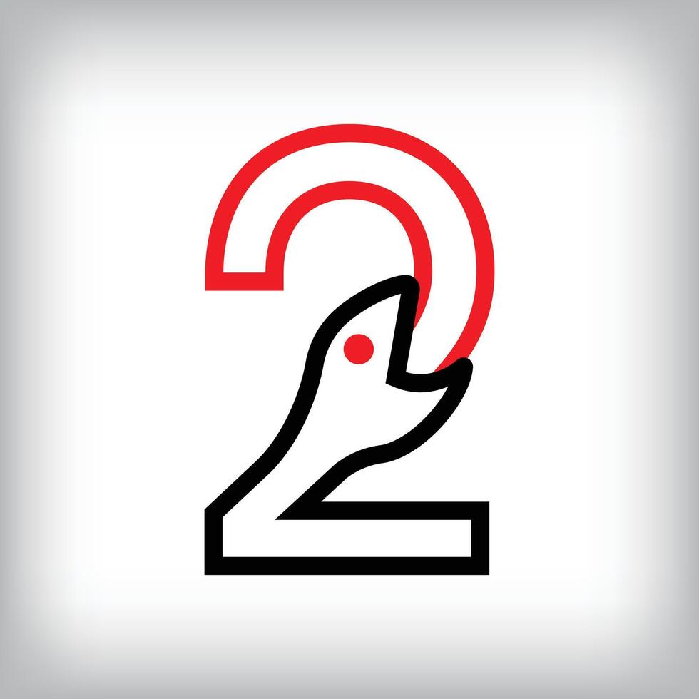 Ouroboros infinity number 2 logo design. Self-eating snake linear design for companies. Traditional reptile template vector