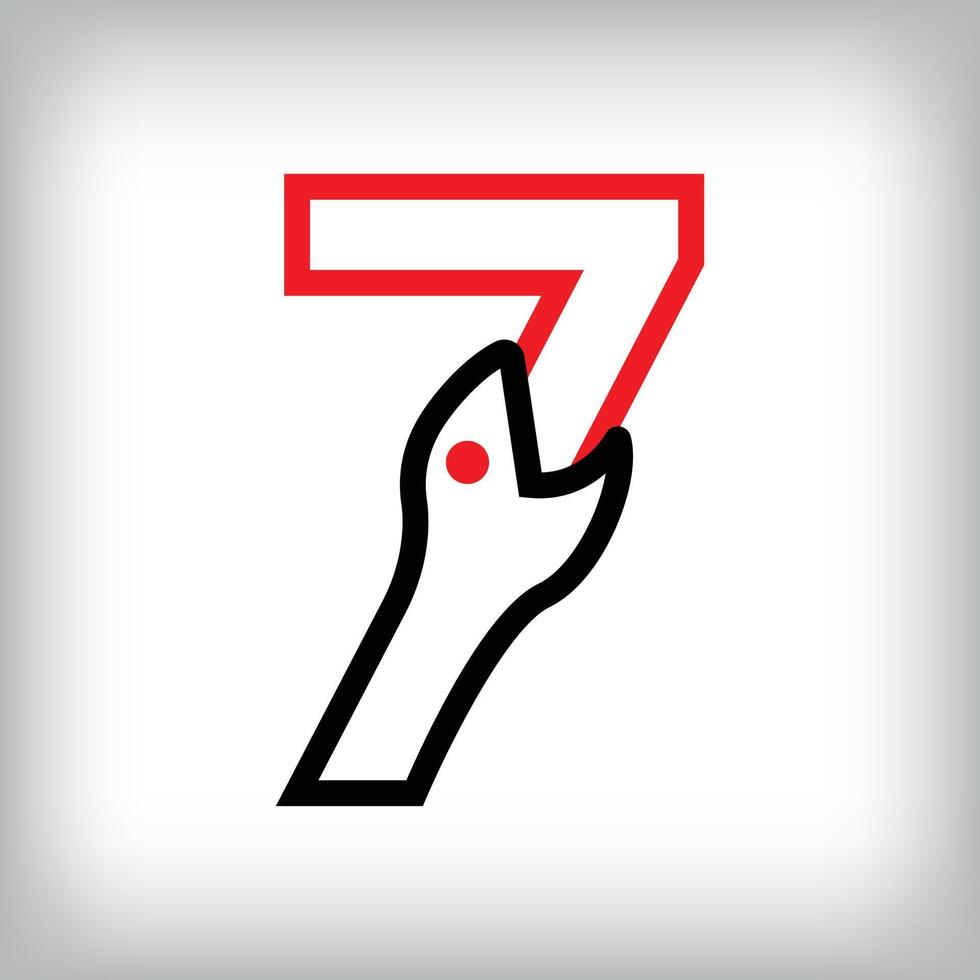 Ouroboros infinity number 7 logo design. Self-eating snake linear design for companies. Traditional reptile template vector
