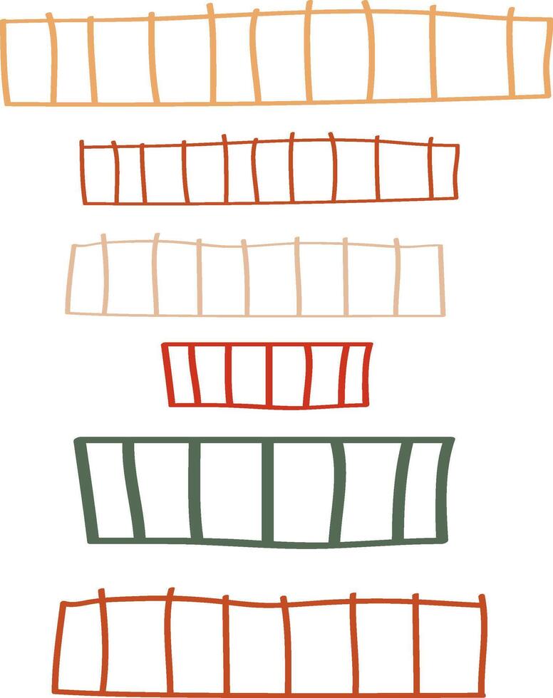 Hand-drawn fences and stairs, roof partition, Set of Caricature Ladders, Fences and Stairs vector