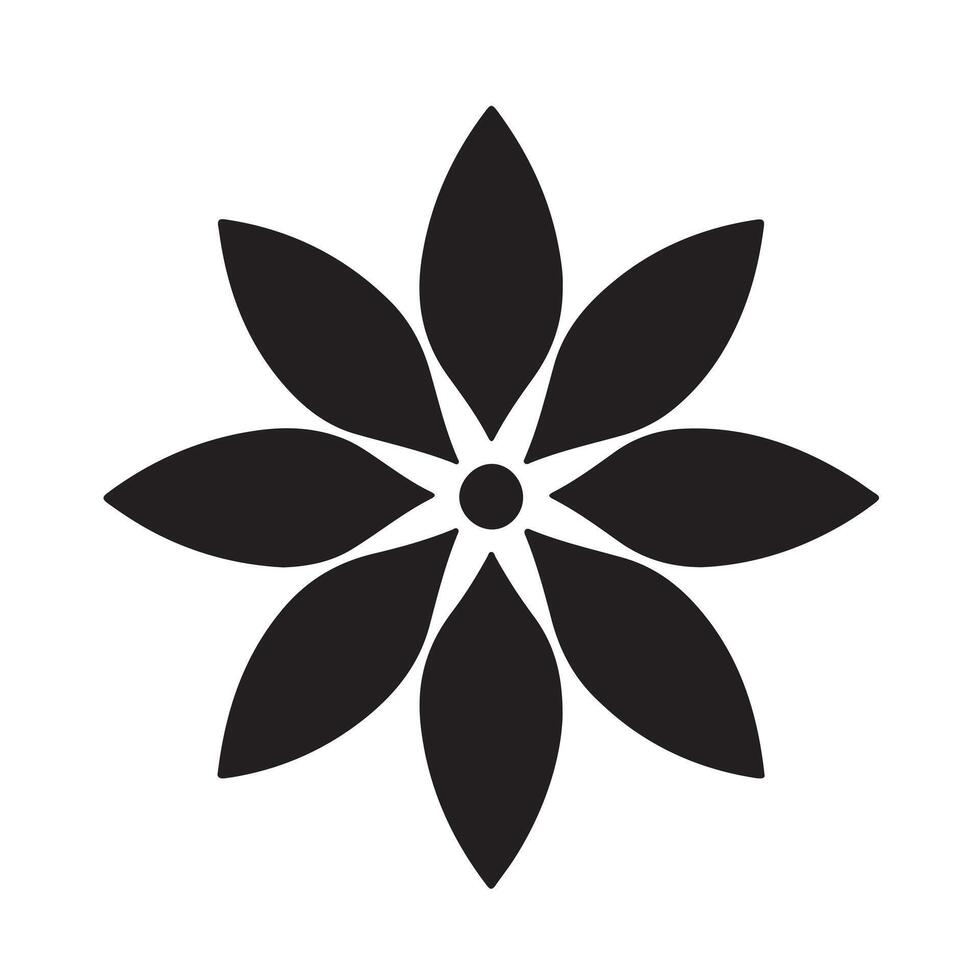 A black 8 leaf flower icon on a white background vector