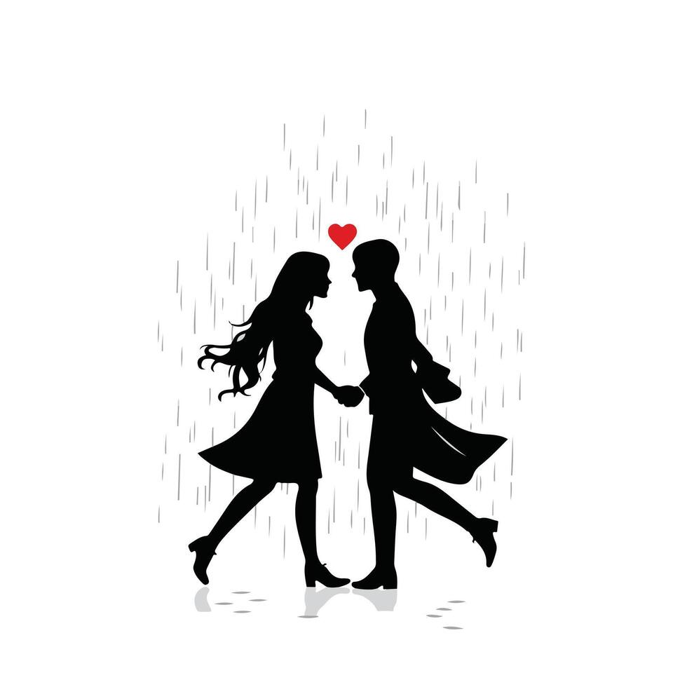 A valentines day icon with a couple in raining vector