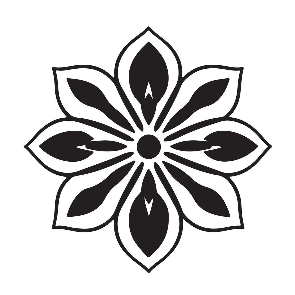 A black and white flower design with a outline vector