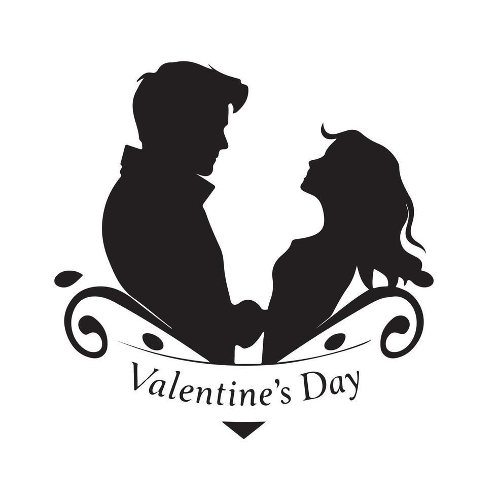 A silhouette of a man and woman with the words valentine's day vector