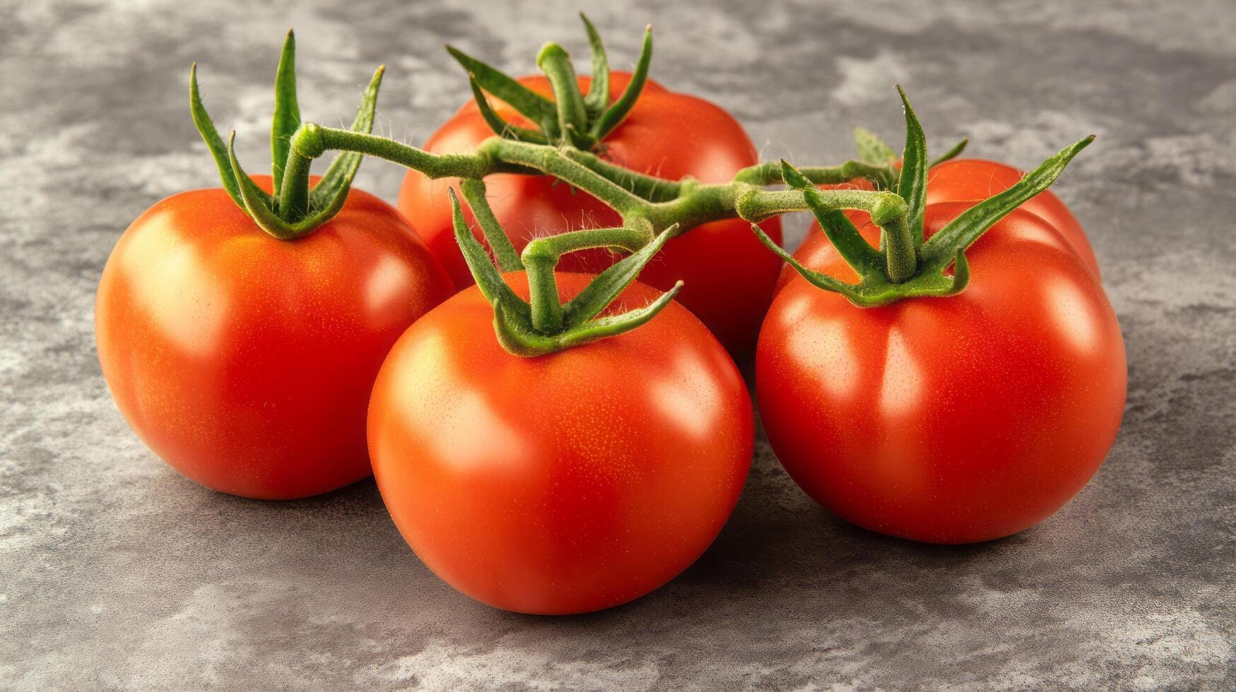 Close-up of a Bunch of Ripe Red Tomatoes photo