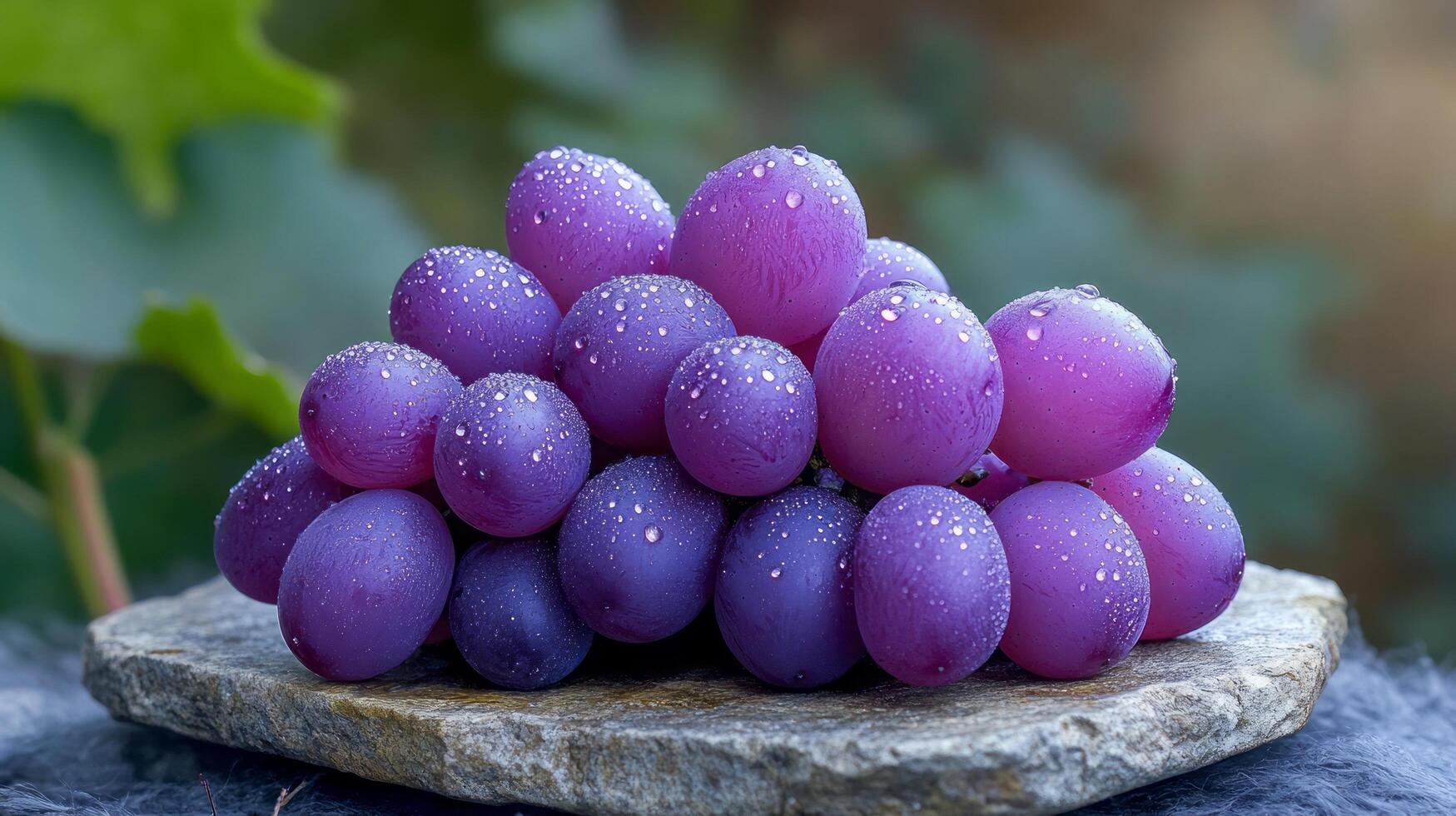 Bunch of Glossy Purple Grapes with Water Droplets photo