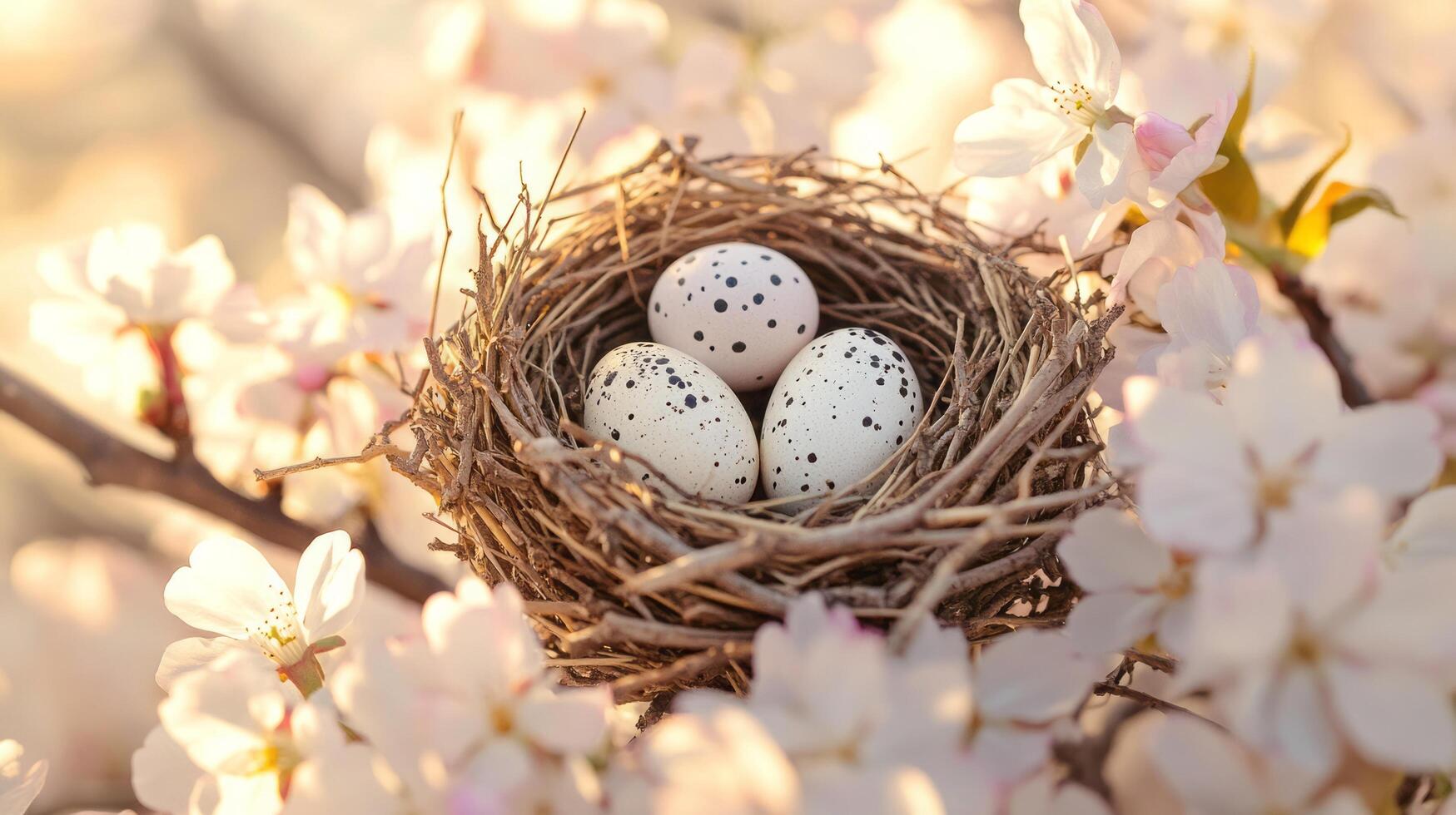 Delicate Bird's Nest Made of Twigs and Dried Grass photo