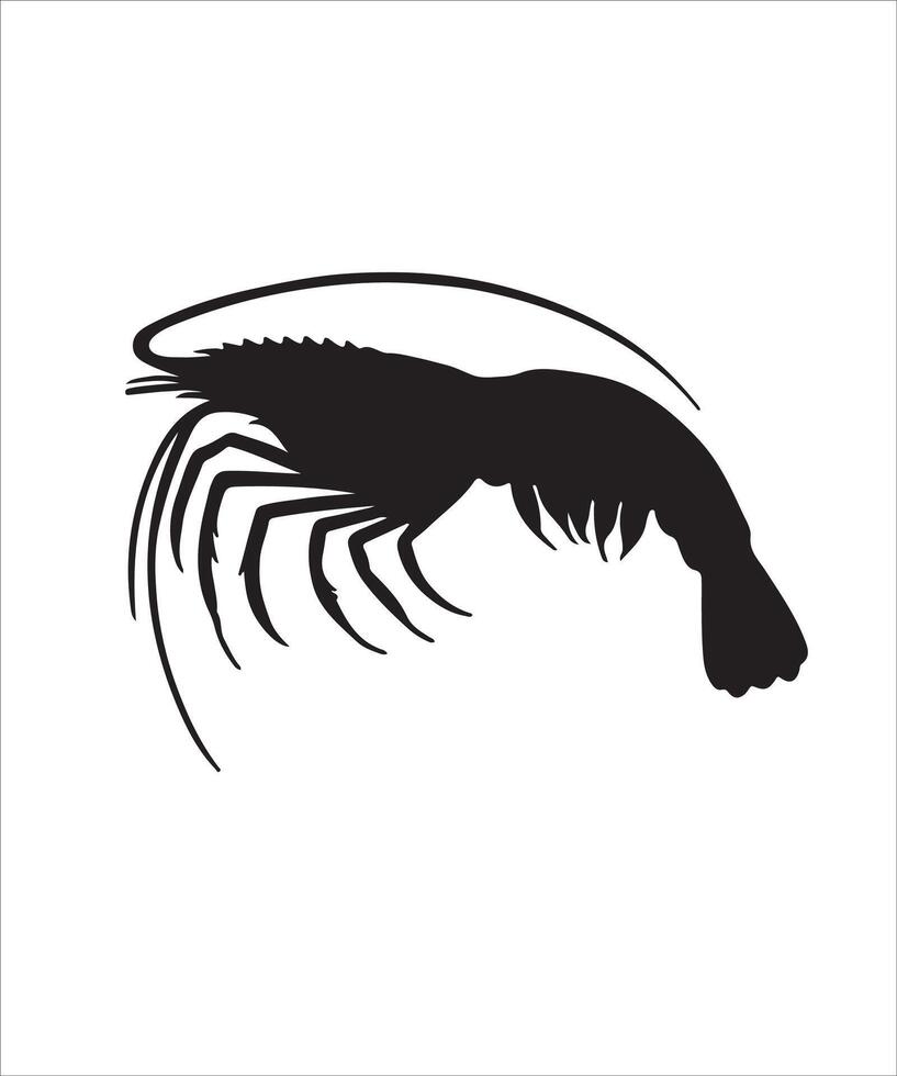 shrimp fish . shrimp silhouette victor illustration vector