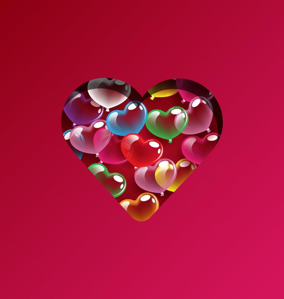 Abstract colorful heart balloons for Valentine day and wedding concept vector