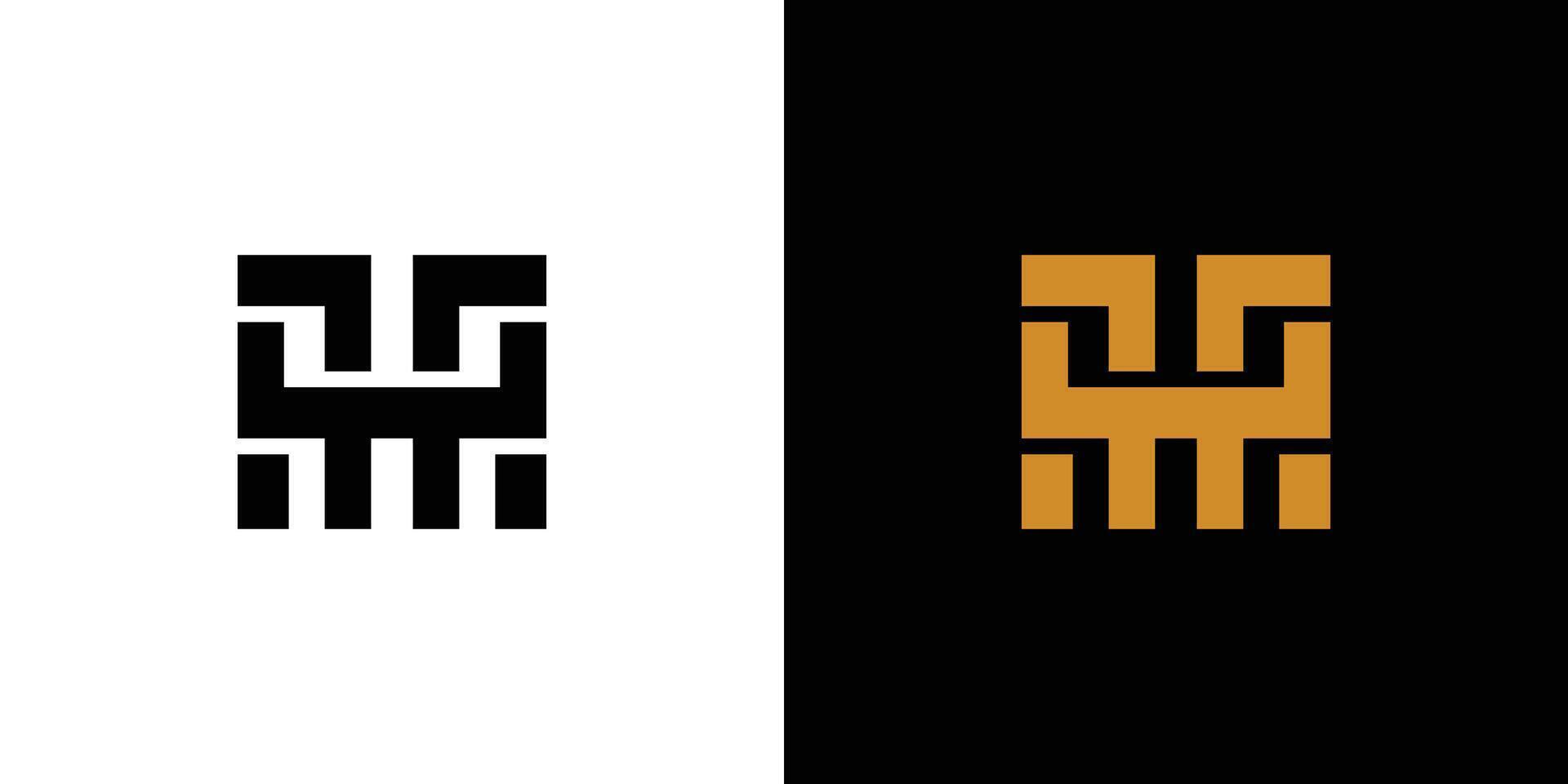 Modern Geometric TH Logo Design With Two Tones Black and Gold vector