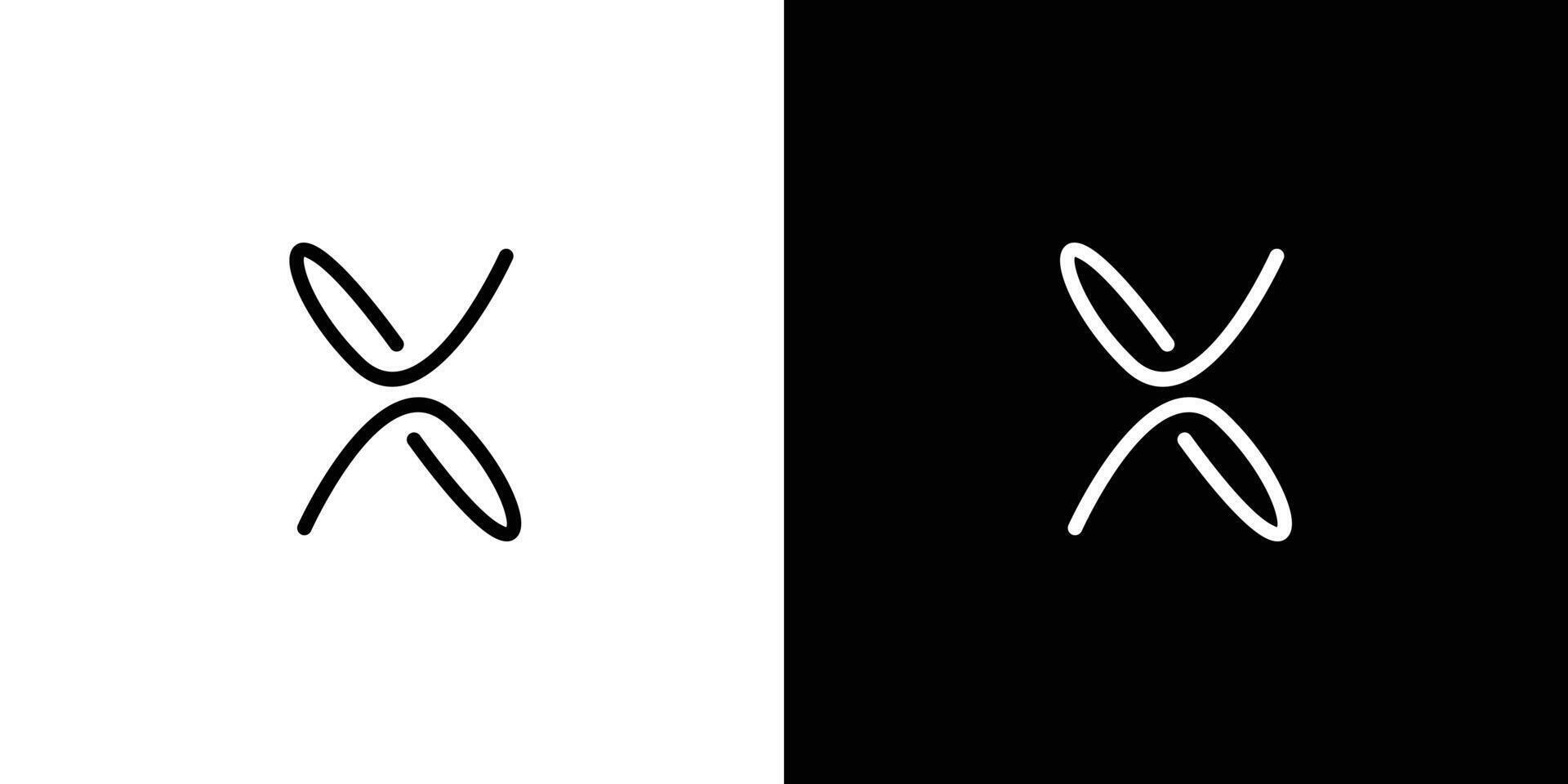 Elegant Minimalist Line Art X Logo with White and Black Background Variants vector