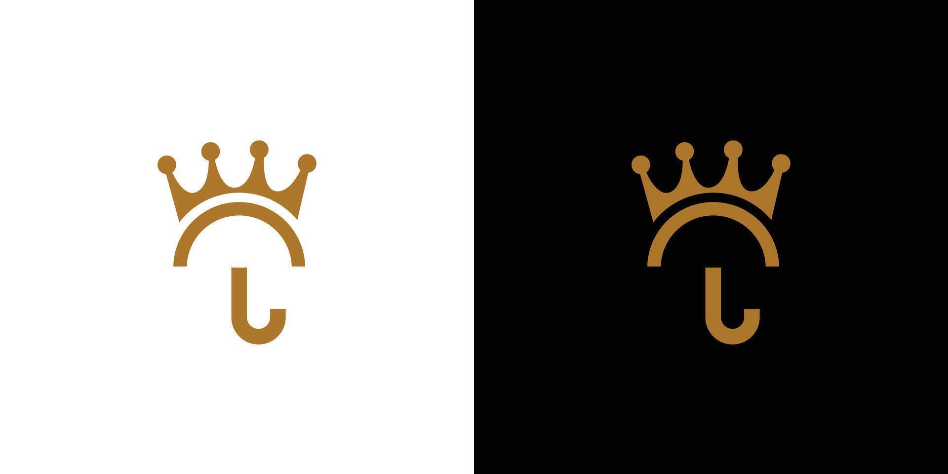 Unique and modern Umbrella King logo design vector