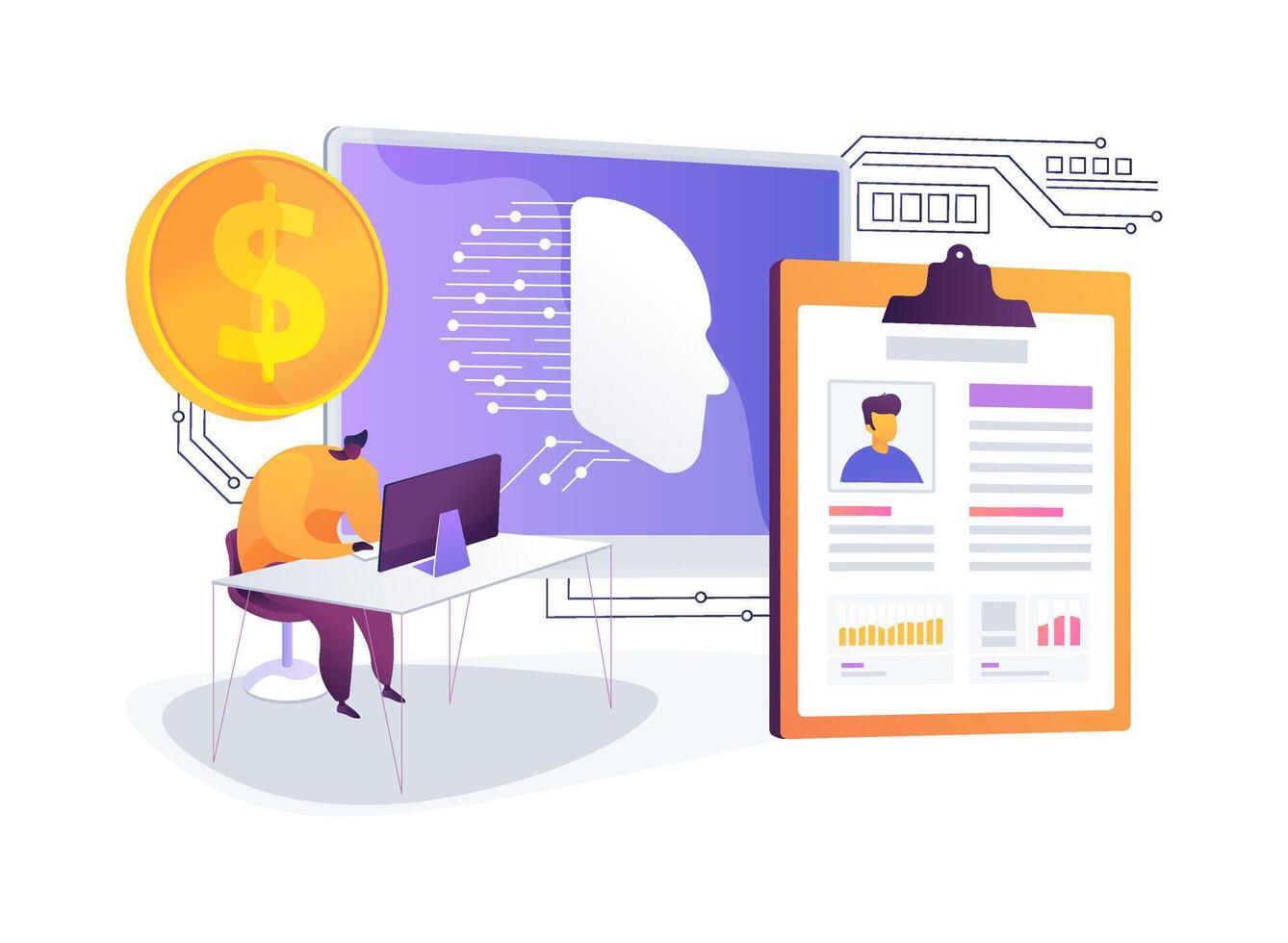 AI-Driven Customer Lifetime Value Analysis abstract concept illustration. vector