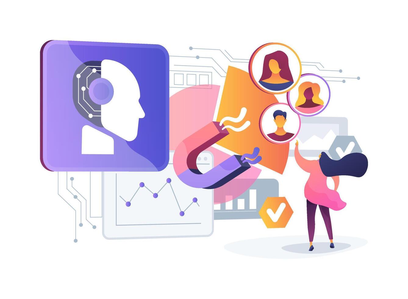 AI-Powered Customer Segmentation abstract concept illustration. vector