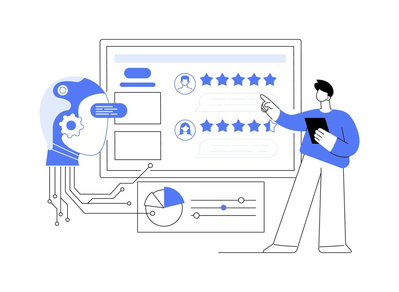 AI-Enhanced Customer Feedback Analysis abstract concept illustration. vector