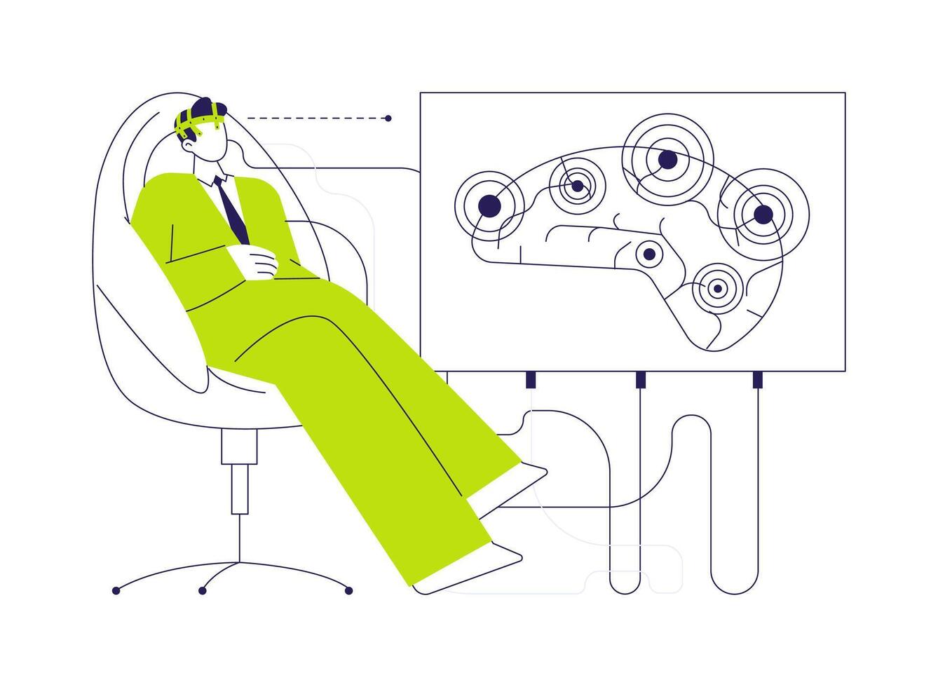 Brain-computer interface abstract concept illustration. vector