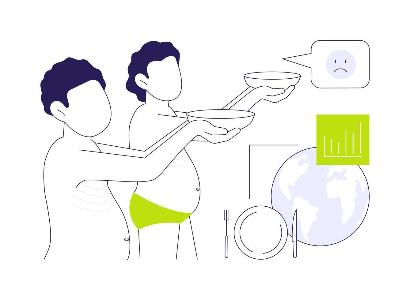 World hunger problem abstract concept illustration. vector