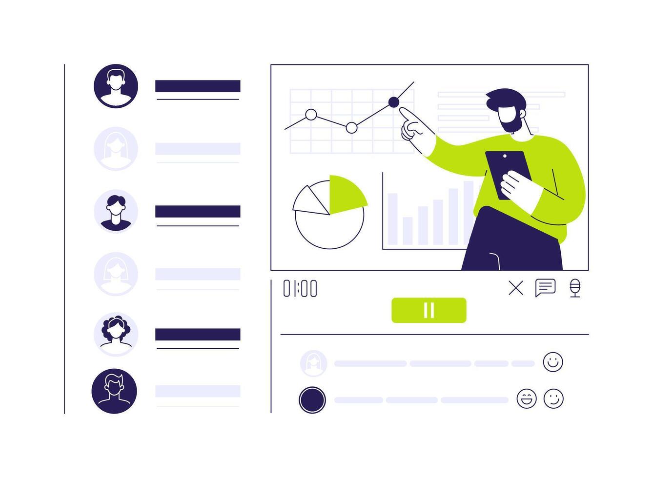 Dynamic presentation abstract concept illustration. vector
