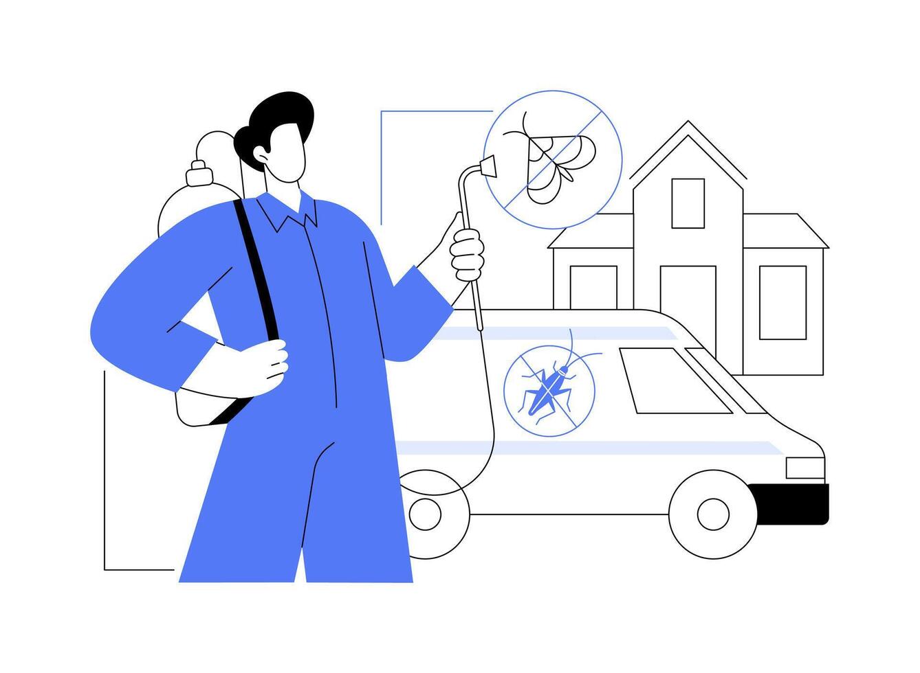 Pest control service isolated cartoon illustrations. vector