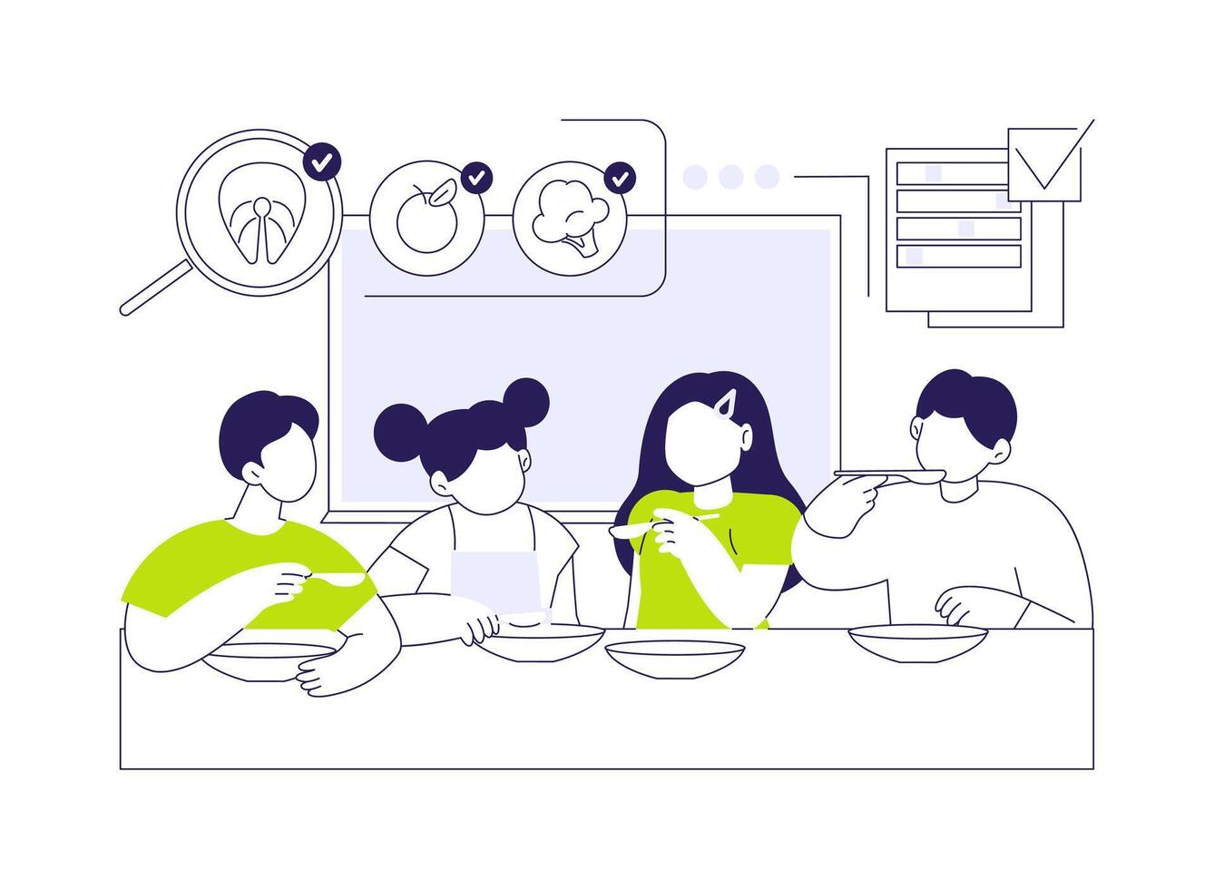 Food monitoring programmes abstract concept illustration. vector