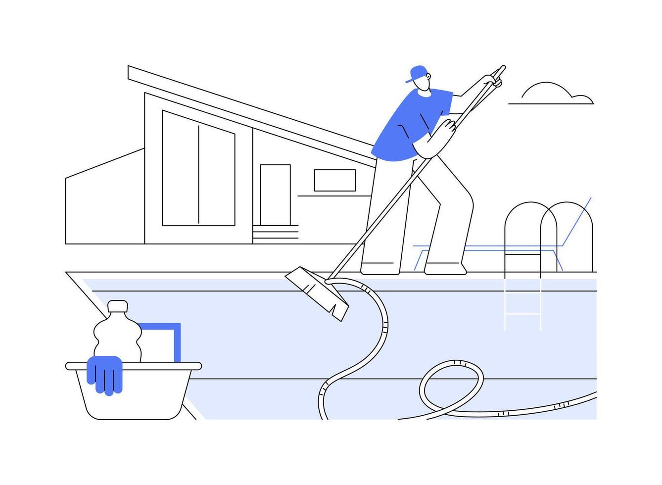 Pool maintenance isolated cartoon illustrations. vector