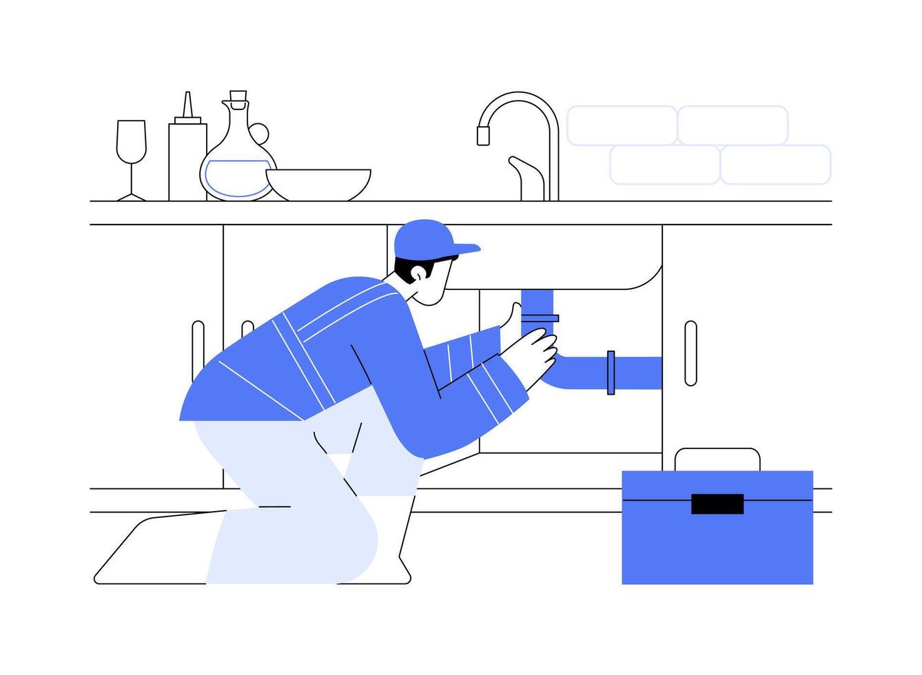 Plumber isolated cartoon illustrations. vector