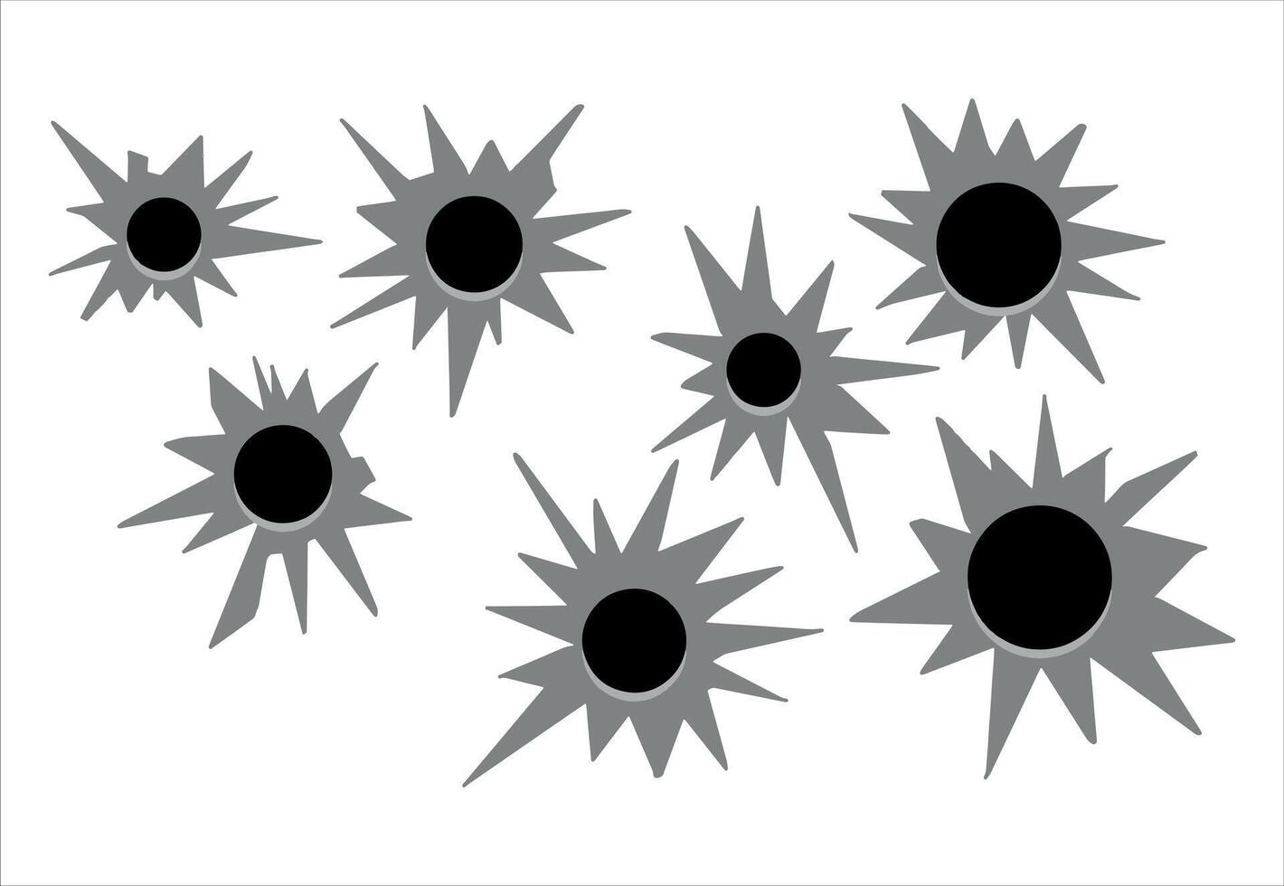 Bullet hole. gunshot hit. Gun damage, break crack in steel background. Military war and army weapon decoration vector