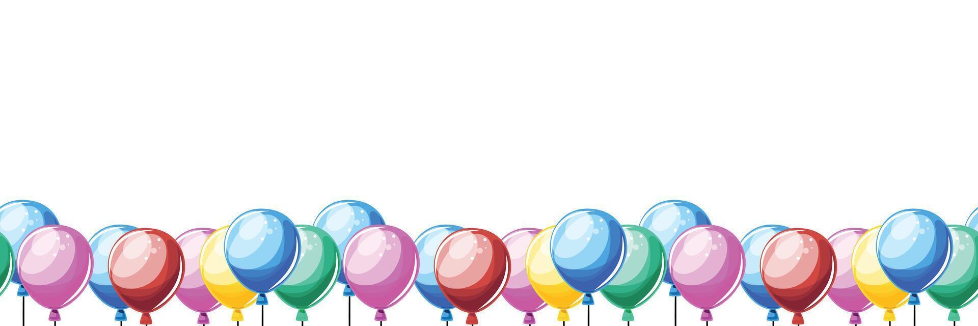 Vibrant horizontal banner featuring colorful balloons, great for festivals, birthdays, and joyful events vector