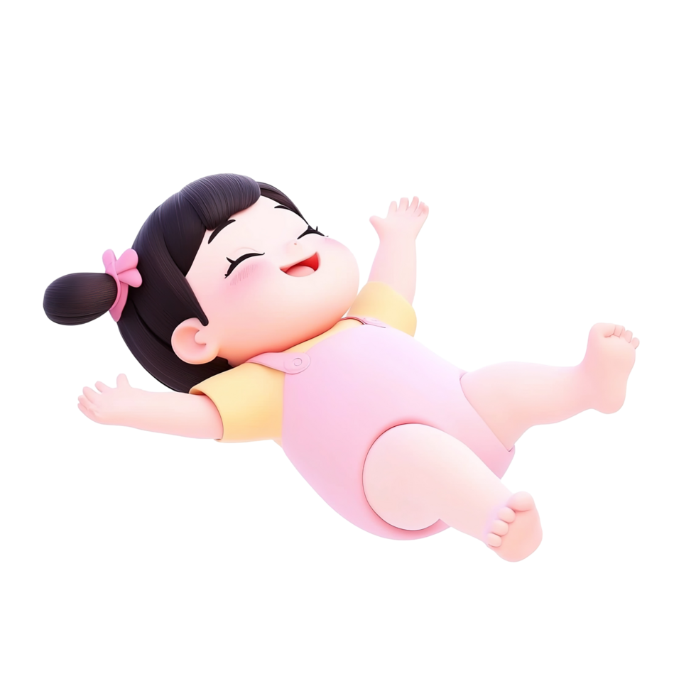 Happy Baby Girl Lying on Her Back Smiling png