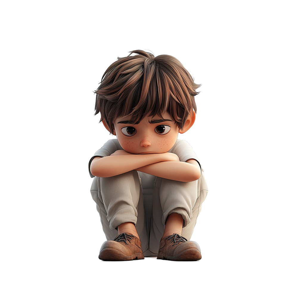 Sad Animated Boy Sitting With Arms Crossed png