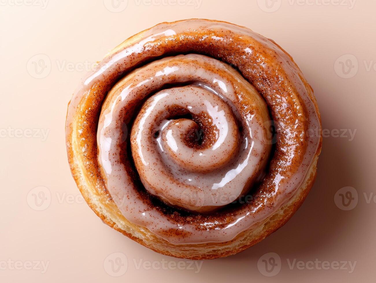 Sweet glazed cinnamon roll pastry dessert photo