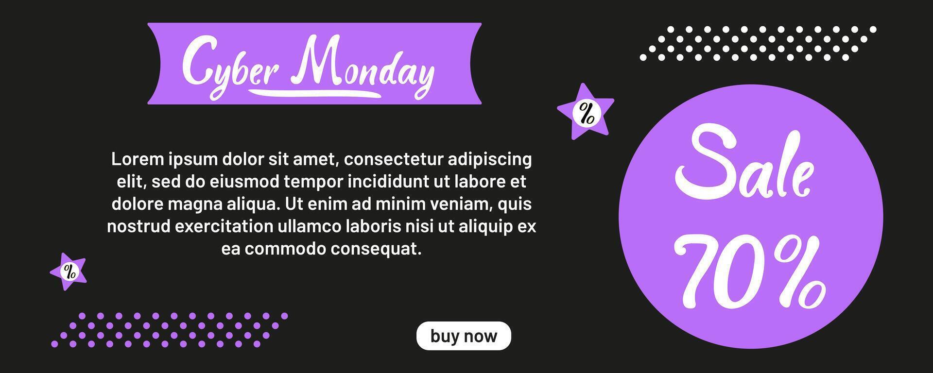 Cyber Monday sale offers 70 percent discount on various products for limited time vector