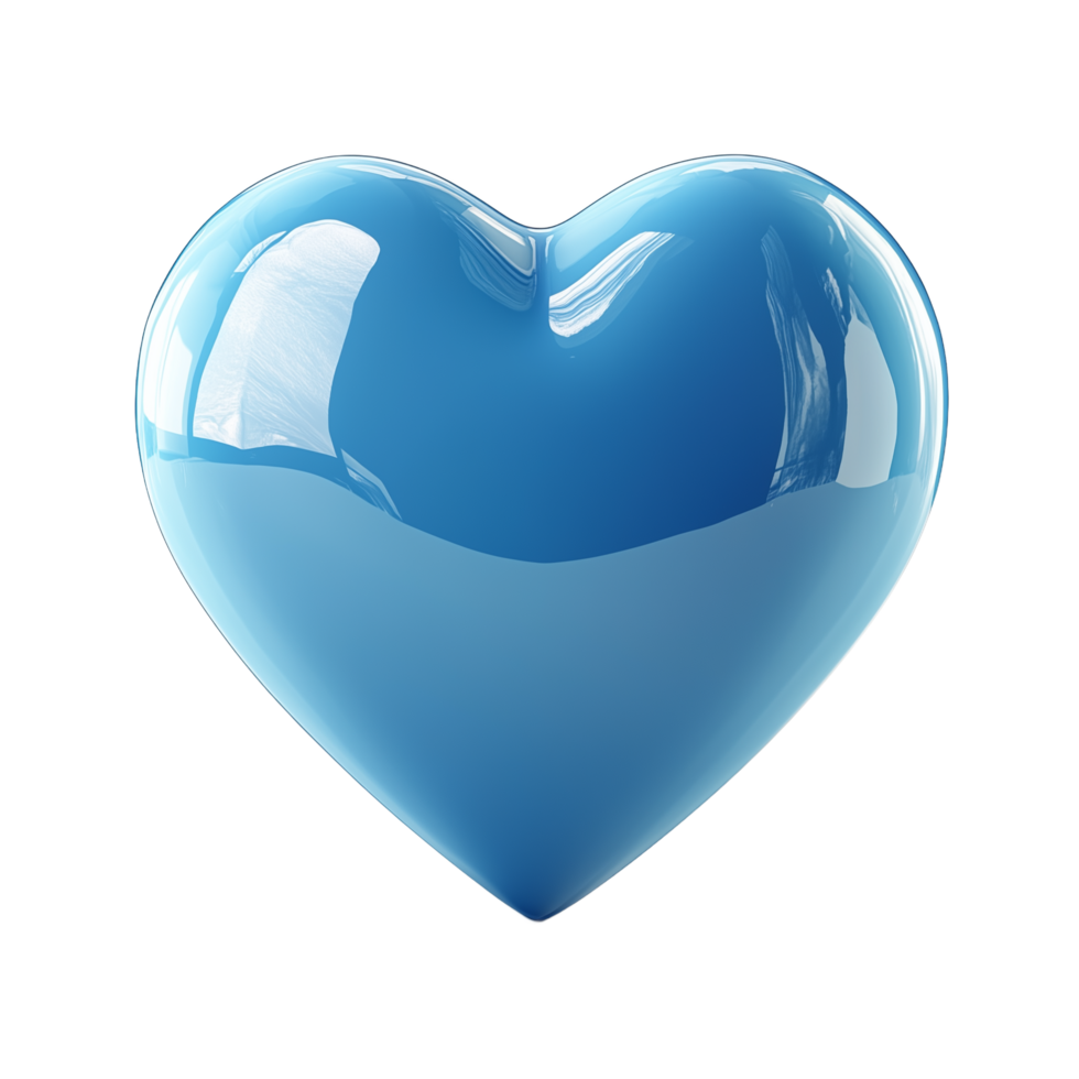 Shiny Blue Heart Shape 3D Render. A Symbol of Love and Affection png
