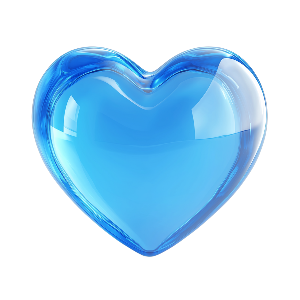 A Stunning Glass Heart Filled with Vibrant Blue Liquid, a Symbol of Purity and Serenity png