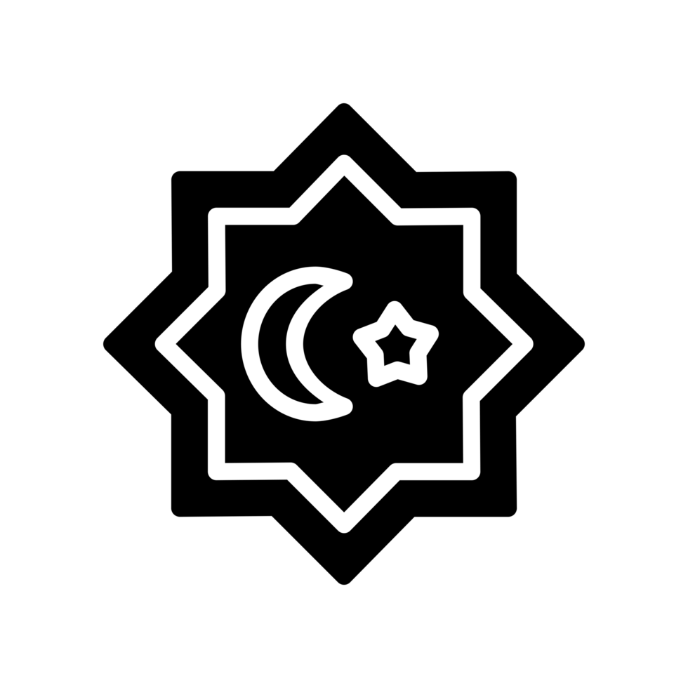 Design Illustration graphic of moon and star icon with glyph style. Suitable for UI, mobile design, web design, etc. Transparent Background png