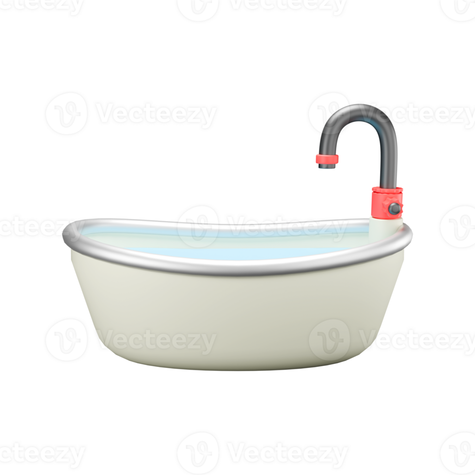 a 3d icon render white bathtub png