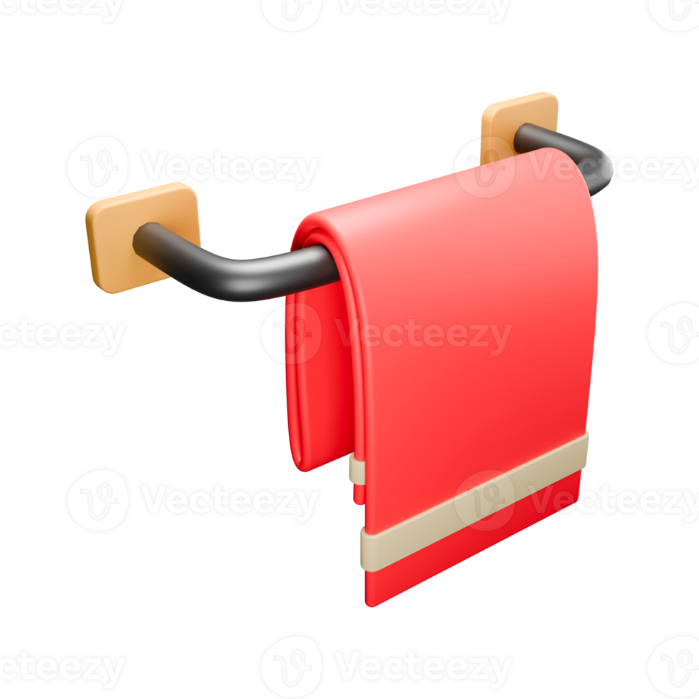 a 3d illustration of hanging pink towel in the bathroom png