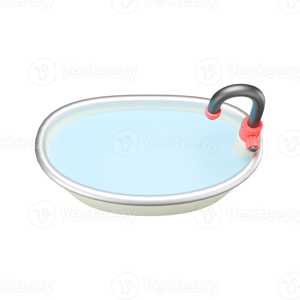 a 3d icon render bathtub with full water png