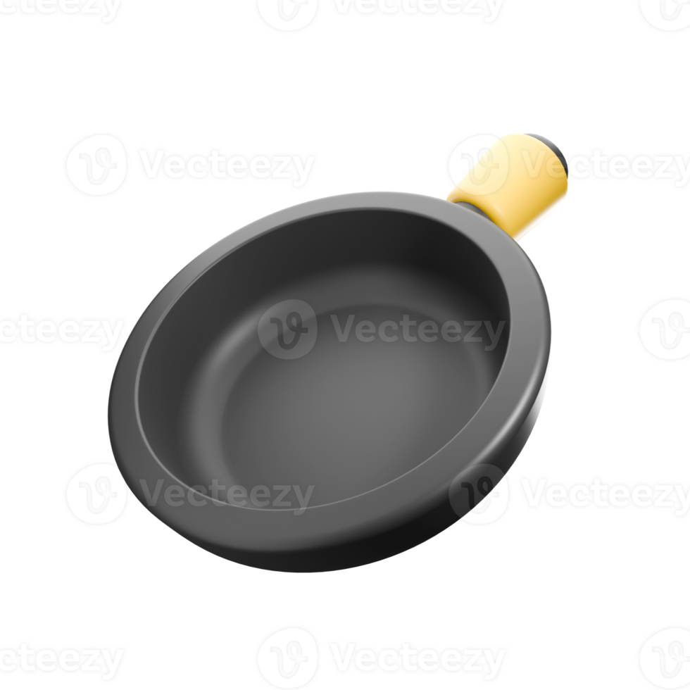 a 3d icon render round pan with wooden holding png