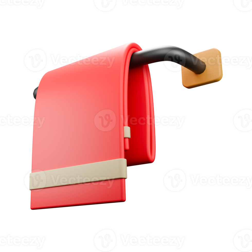 3d icon render a hanging pink towel png