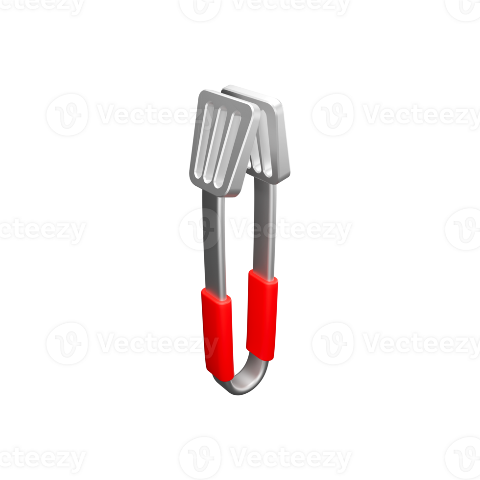 a 3d icon render food tongs png