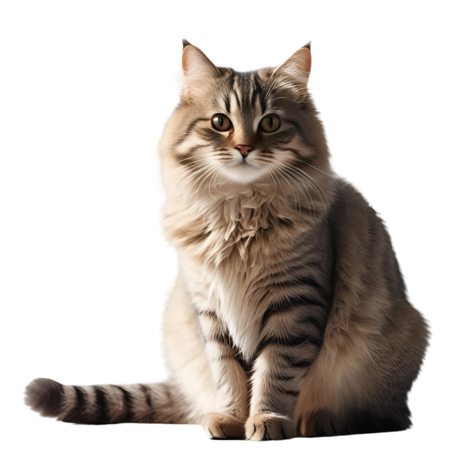 Fluffy Cat Portrait on transparant Background png