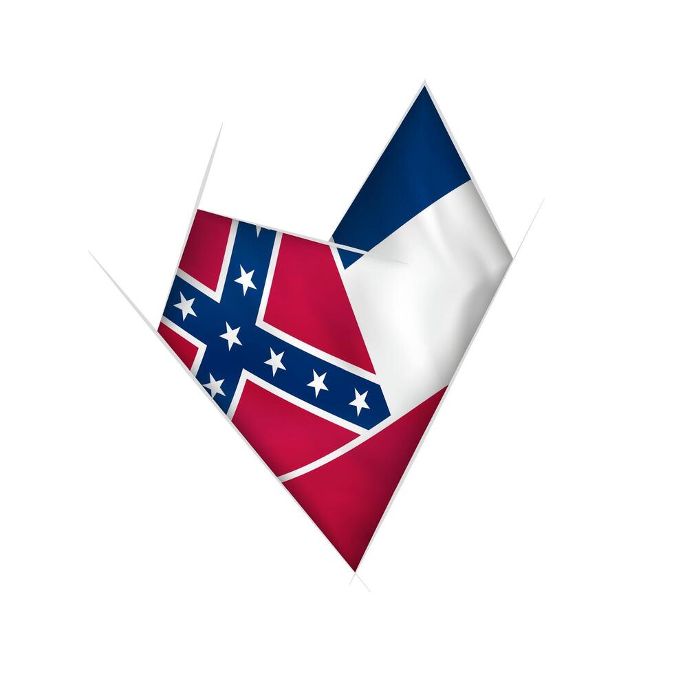 Sketched crooked heart with Mississippi flag vector