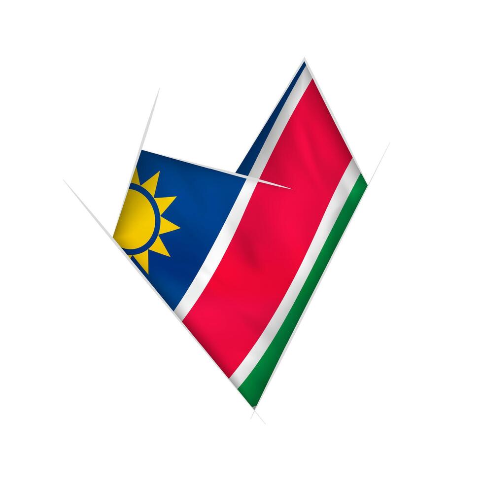Sketched crooked heart with Namibia flag vector