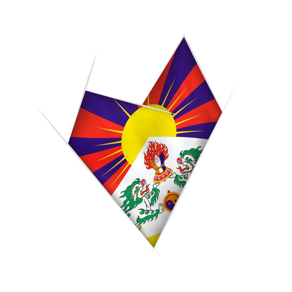 Sketched crooked heart with Tibet flag vector