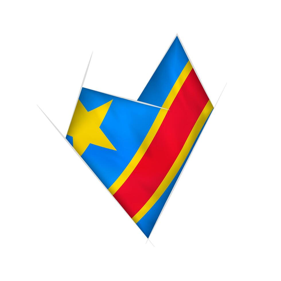 Sketched crooked heart with DR Congo flag vector