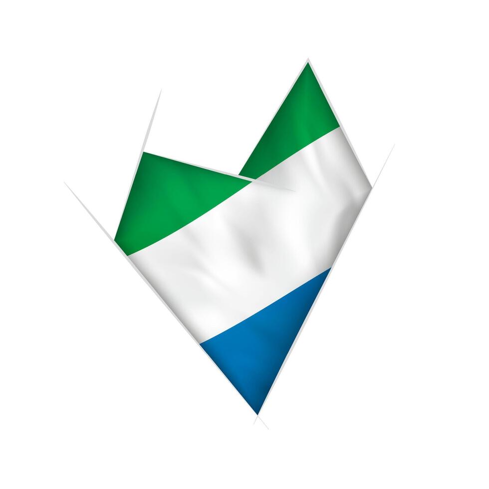 Sketched crooked heart with Sierra Leone flag vector